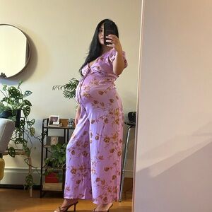ASOS Maternity Floral Purple Jumpsuit